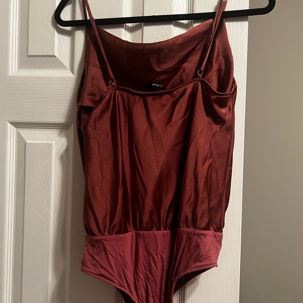 Maroon silk body suit size medium